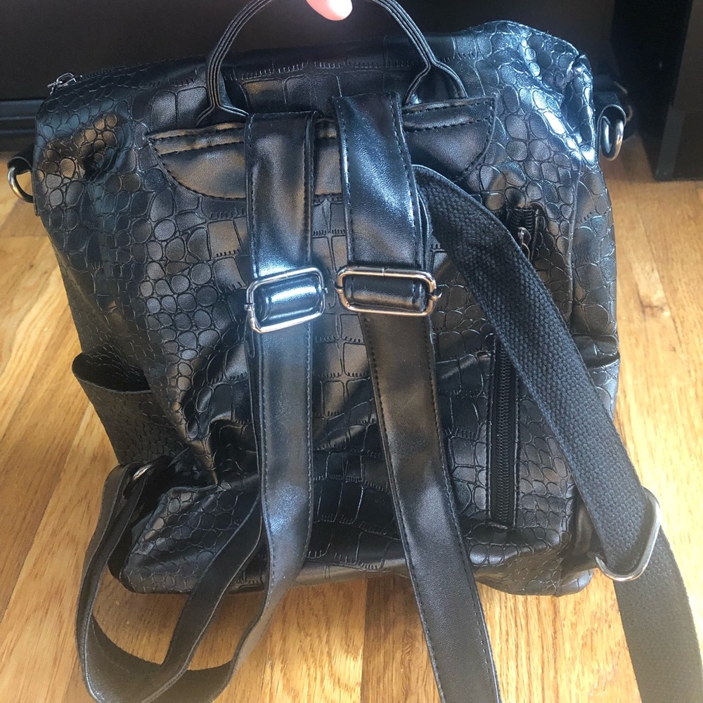 Black crocodile print backpack purse. Brand new!